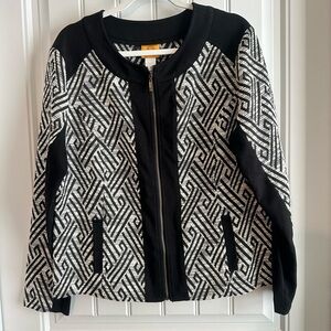 Ruby Rd. Black and White Geometric Blazer
